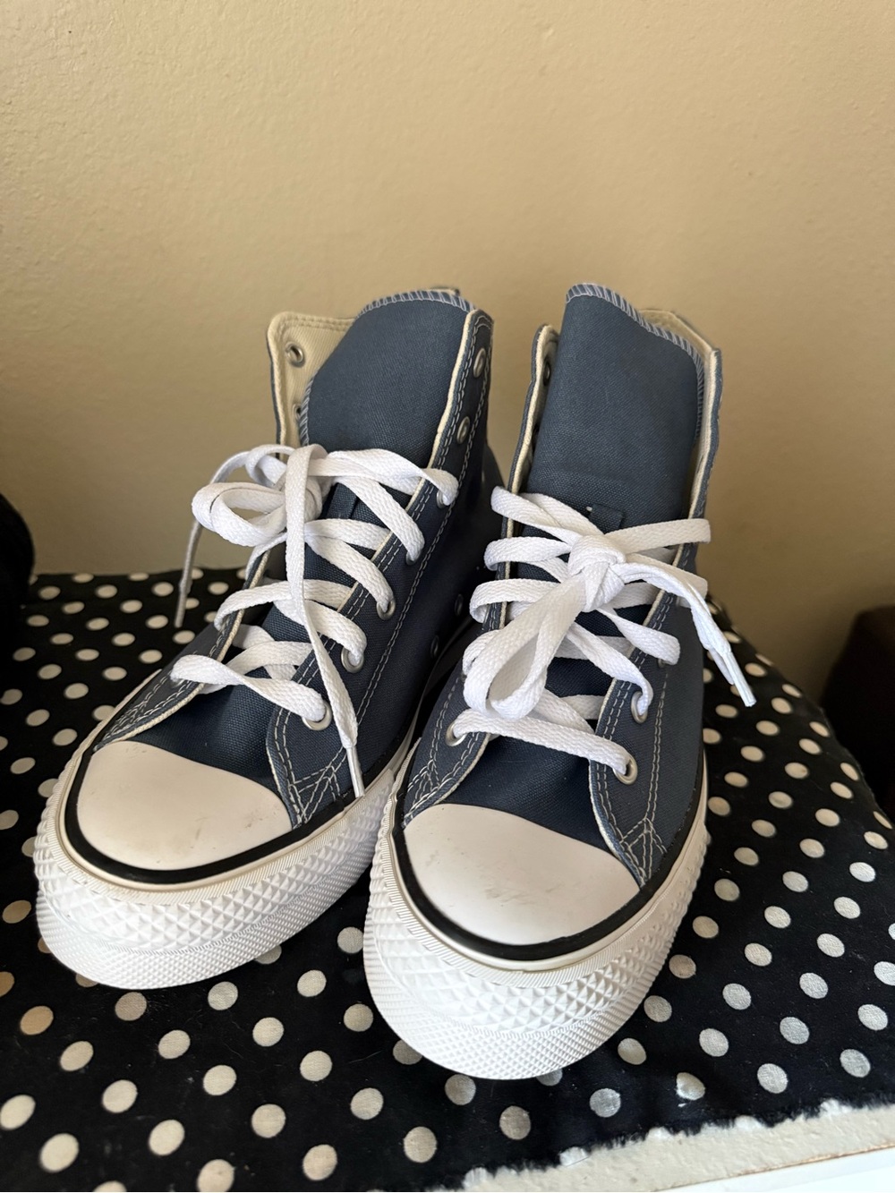 Blue Converse high tops